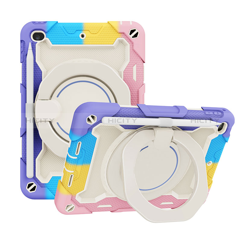 Silikon Hülle Handyhülle und Kunststoff Schutzhülle Hartschalen Tasche mit Ständer L03 für Apple iPad Mini 4 Violett Plus