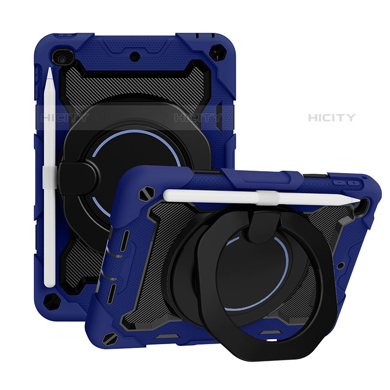 Silikon Hülle Handyhülle und Kunststoff Schutzhülle Hartschalen Tasche mit Ständer L03 für Apple iPad Mini 5 (2019) Blau Plus