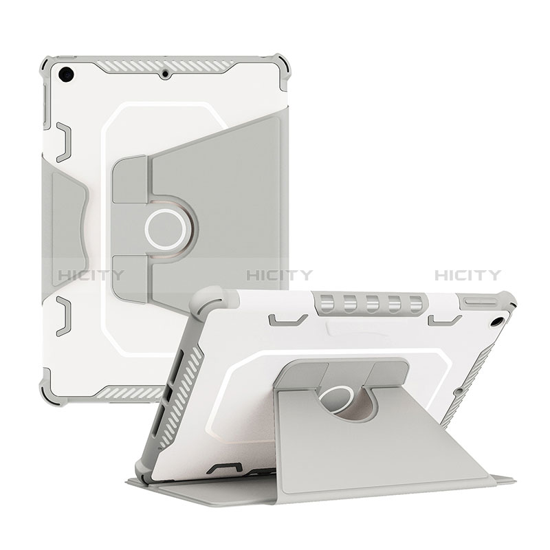 Silikon Hülle Handyhülle und Kunststoff Schutzhülle Hartschalen Tasche mit Ständer L04 für Apple iPad 10.2 (2019) Grau