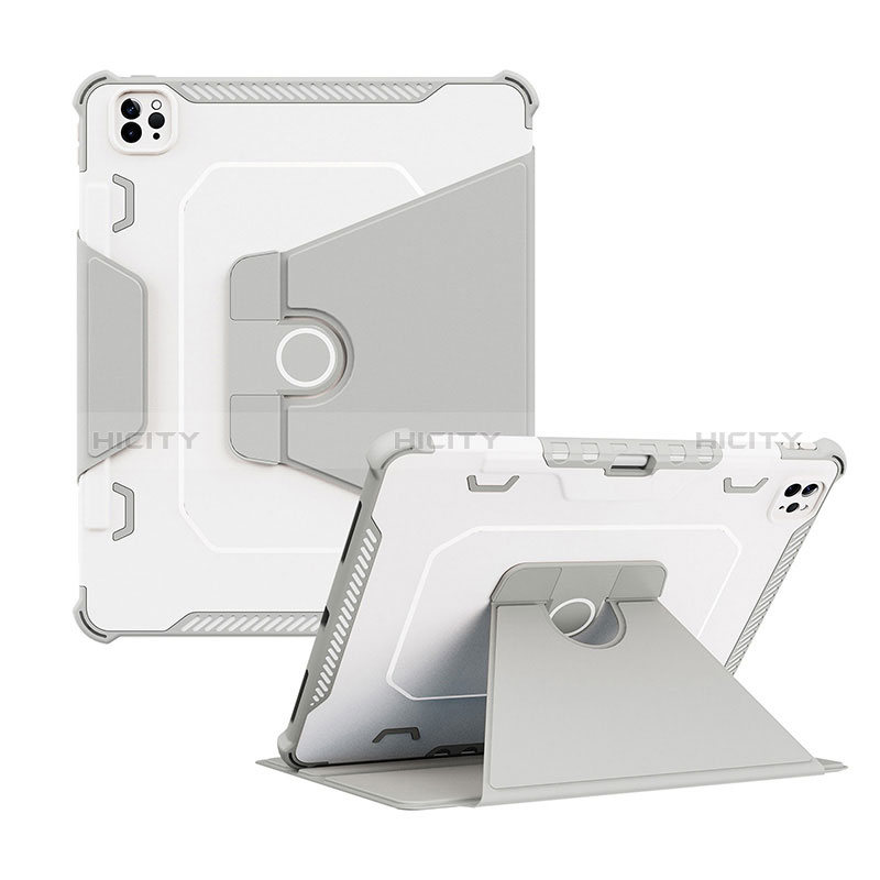 Silikon Hülle Handyhülle und Kunststoff Schutzhülle Hartschalen Tasche mit Ständer L04 für Apple iPad Pro 12.9 (2022)