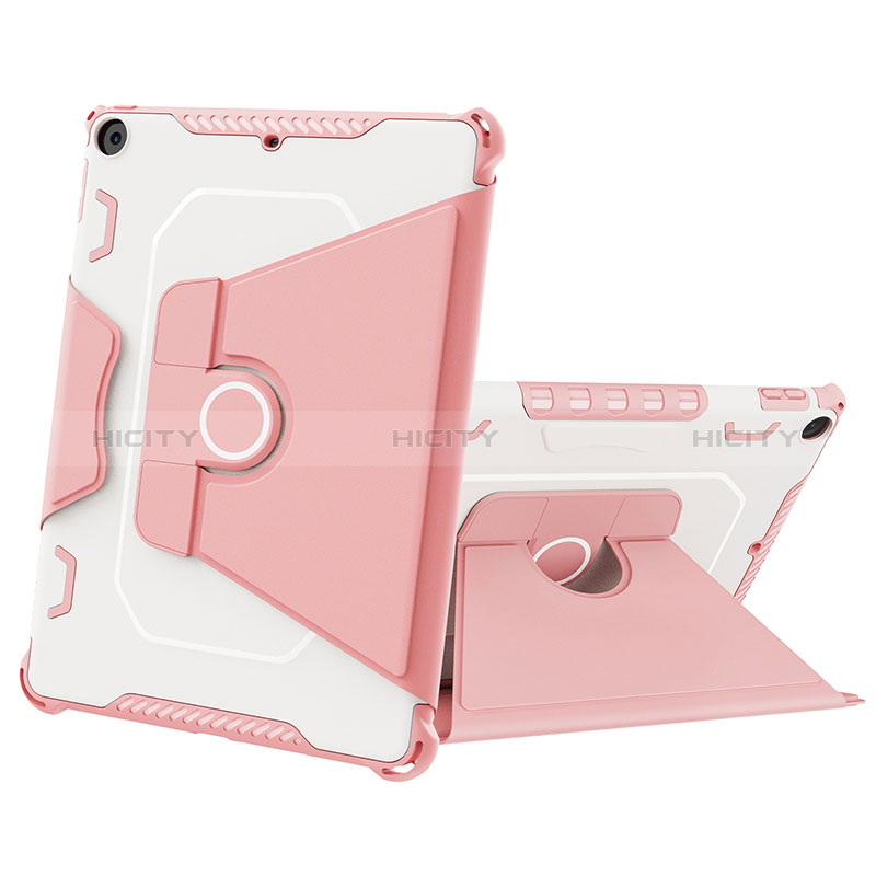 Silikon Hülle Handyhülle und Kunststoff Schutzhülle Hartschalen Tasche mit Ständer L04 für Apple New iPad 9.7 (2017) Rosa