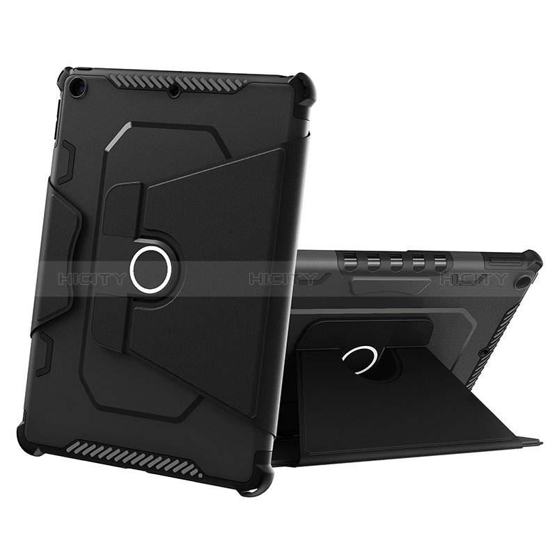 Silikon Hülle Handyhülle und Kunststoff Schutzhülle Hartschalen Tasche mit Ständer L05 für Apple iPad 10.2 (2019) Schwarz Plus