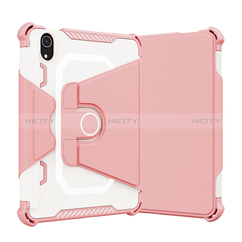 Silikon Hülle Handyhülle und Kunststoff Schutzhülle Hartschalen Tasche mit Ständer L05 für Apple iPad Mini 6 Rosa