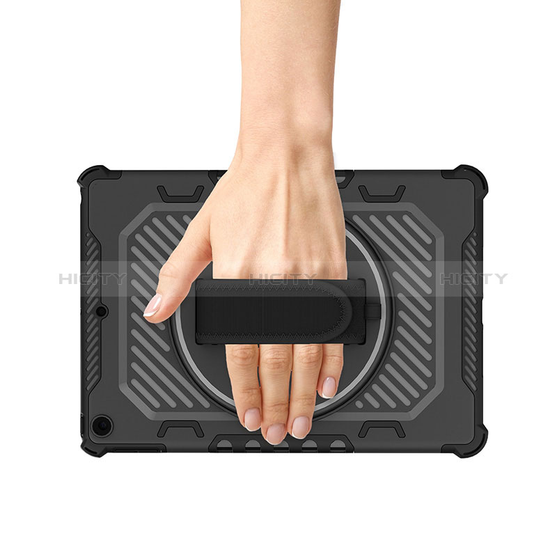 Silikon Hülle Handyhülle und Kunststoff Schutzhülle Hartschalen Tasche mit Ständer L06 für Apple iPad 10.2 (2019)