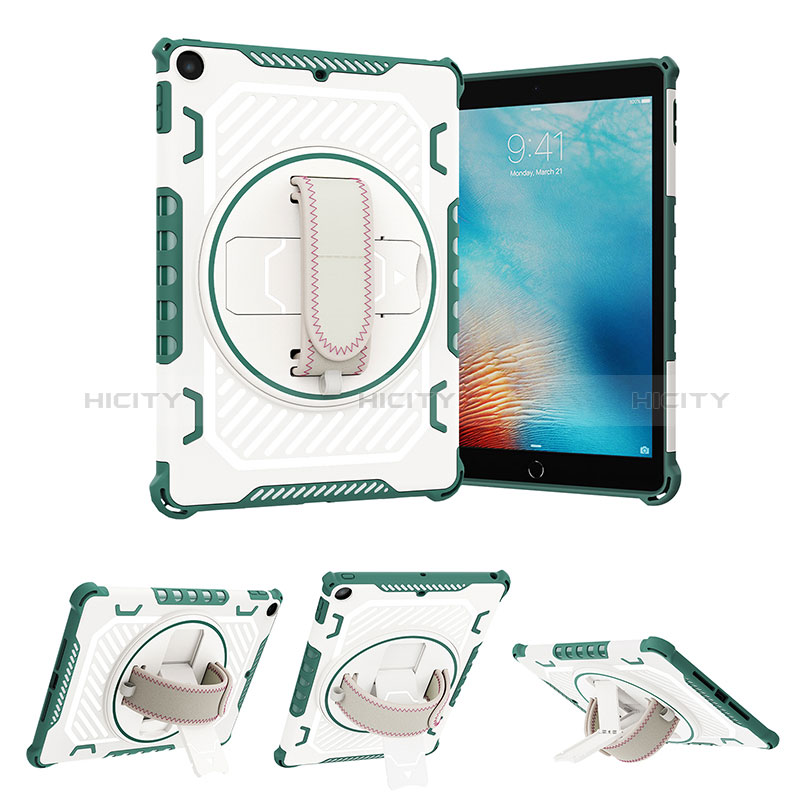 Silikon Hülle Handyhülle und Kunststoff Schutzhülle Hartschalen Tasche mit Ständer L07 für Apple New iPad 9.7 (2017)