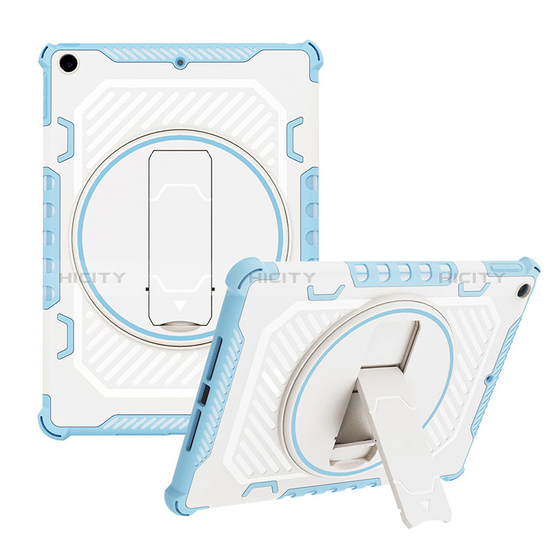 Silikon Hülle Handyhülle und Kunststoff Schutzhülle Hartschalen Tasche mit Ständer L08 für Apple iPad 10.2 (2019) Blau