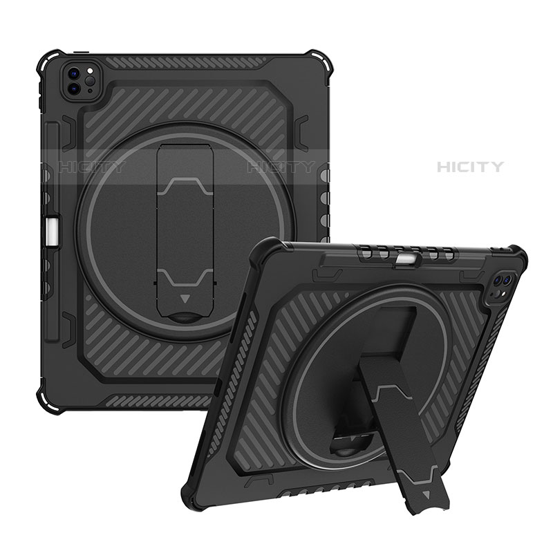 Silikon Hülle Handyhülle und Kunststoff Schutzhülle Hartschalen Tasche mit Ständer L08 für Apple iPad Pro 12.9 (2020)