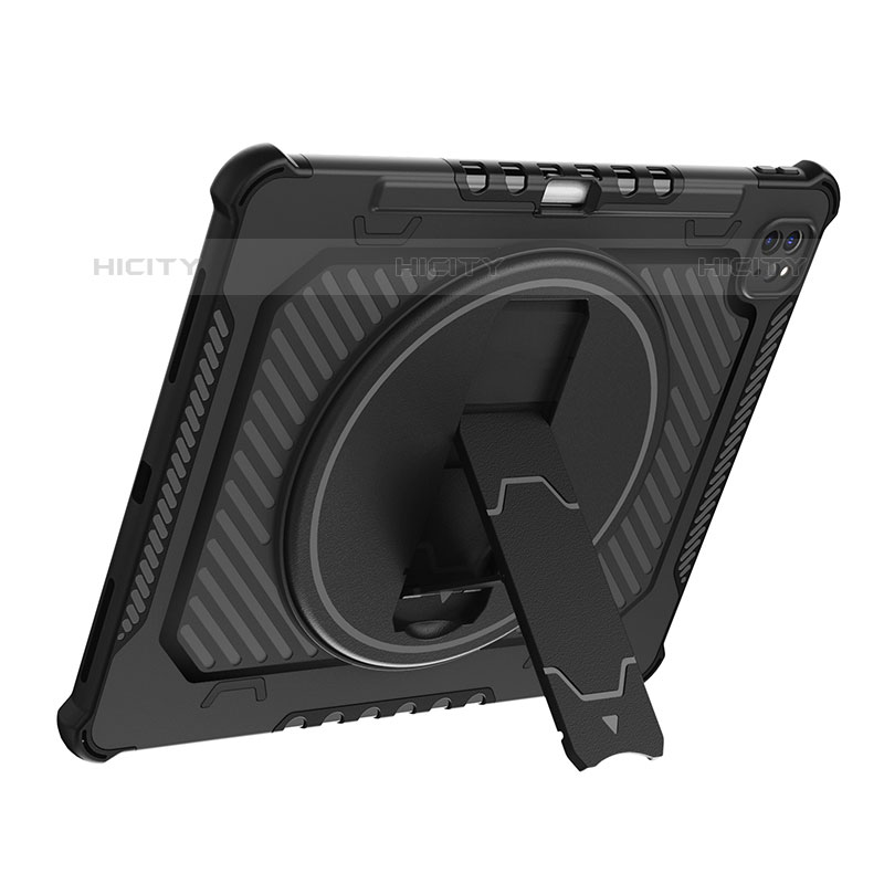Silikon Hülle Handyhülle und Kunststoff Schutzhülle Hartschalen Tasche mit Ständer L08 für Apple iPad Pro 12.9 (2020) groß