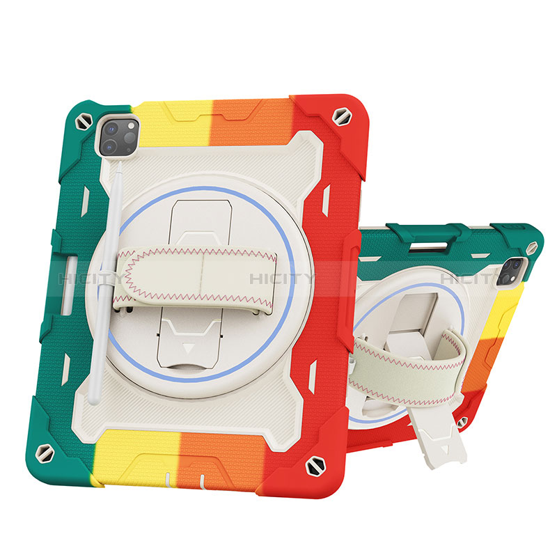 Silikon Hülle Handyhülle und Kunststoff Schutzhülle Hartschalen Tasche mit Ständer L10 für Apple iPad Pro 11 (2022) groß