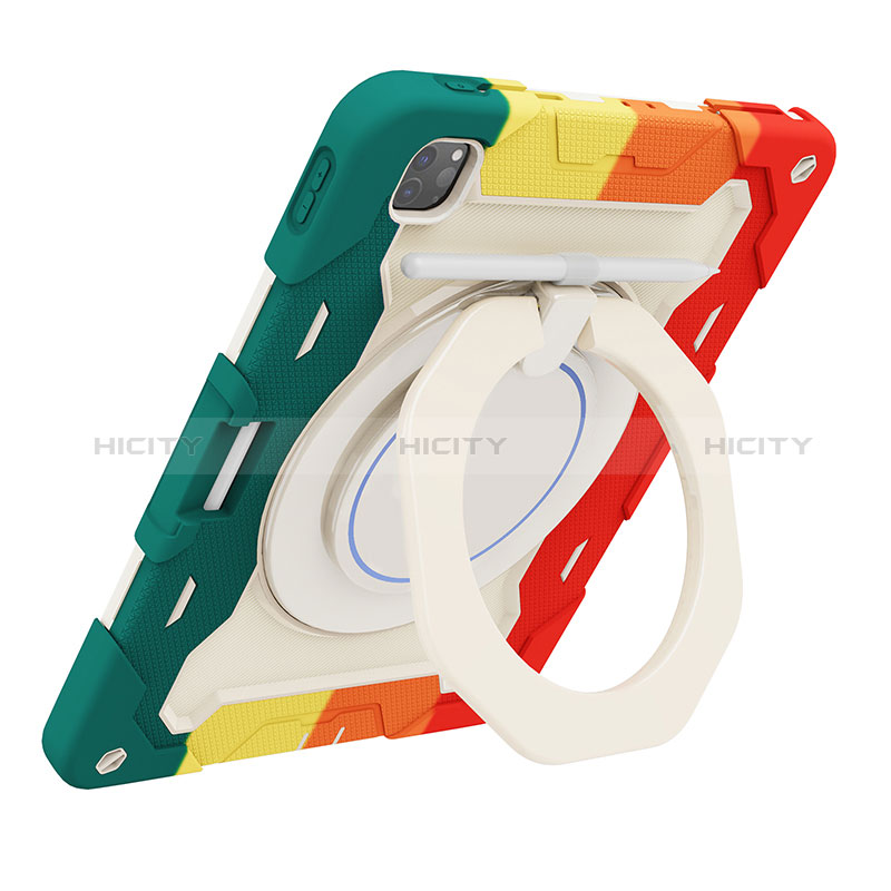 Silikon Hülle Handyhülle und Kunststoff Schutzhülle Hartschalen Tasche mit Ständer L10 für Apple iPad Pro 12.9 (2022)