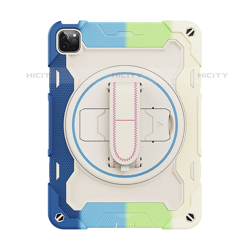 Silikon Hülle Handyhülle und Kunststoff Schutzhülle Hartschalen Tasche mit Ständer L11 für Apple iPad Pro 11 (2021) Blau