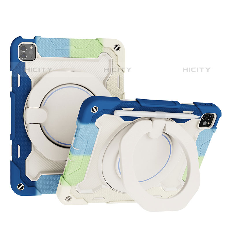 Silikon Hülle Handyhülle und Kunststoff Schutzhülle Hartschalen Tasche mit Ständer L12 für Apple iPad Pro 11 (2021)