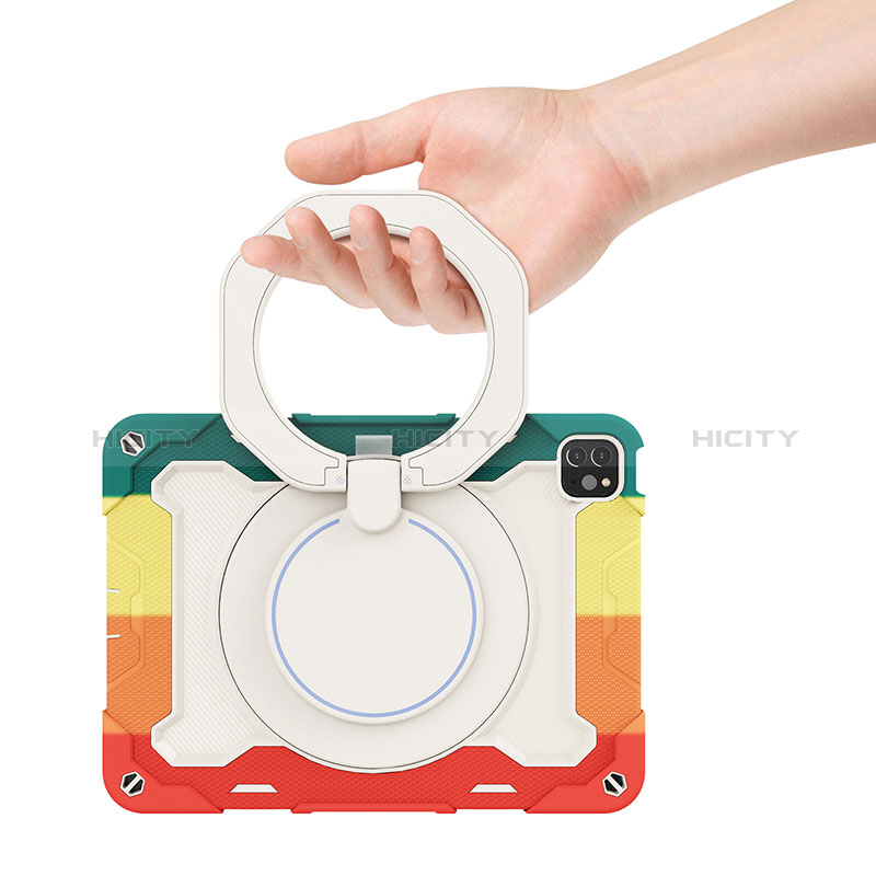 Silikon Hülle Handyhülle und Kunststoff Schutzhülle Hartschalen Tasche mit Ständer L12 für Apple iPad Pro 11 (2022)