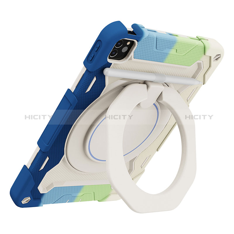 Silikon Hülle Handyhülle und Kunststoff Schutzhülle Hartschalen Tasche mit Ständer L13 für Apple iPad Pro 11 (2022)