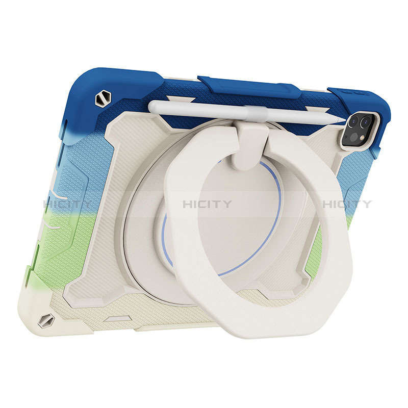 Silikon Hülle Handyhülle und Kunststoff Schutzhülle Hartschalen Tasche mit Ständer L13 für Apple iPad Pro 11 (2022)