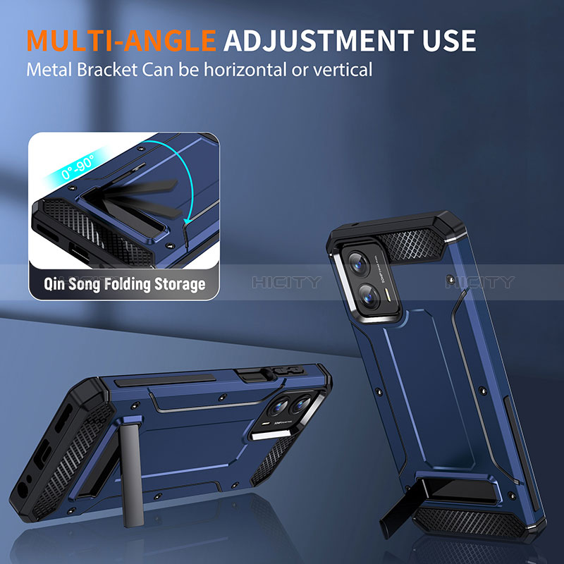 Silikon Hülle Handyhülle und Kunststoff Schutzhülle Hartschalen Tasche mit Ständer MQ1 für Motorola Moto G 5G (2023)