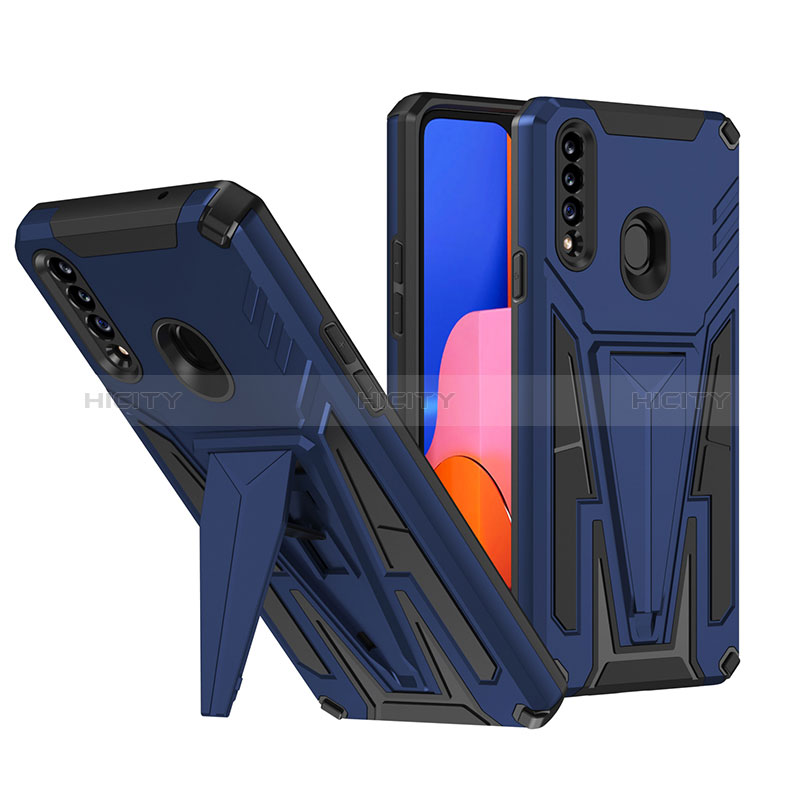 Silikon Hülle Handyhülle und Kunststoff Schutzhülle Hartschalen Tasche mit Ständer MQ1 für Samsung Galaxy A20s Blau Plus