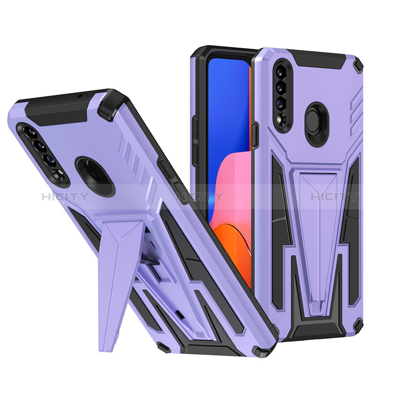 Silikon Hülle Handyhülle und Kunststoff Schutzhülle Hartschalen Tasche mit Ständer MQ1 für Samsung Galaxy A20s Violett Plus