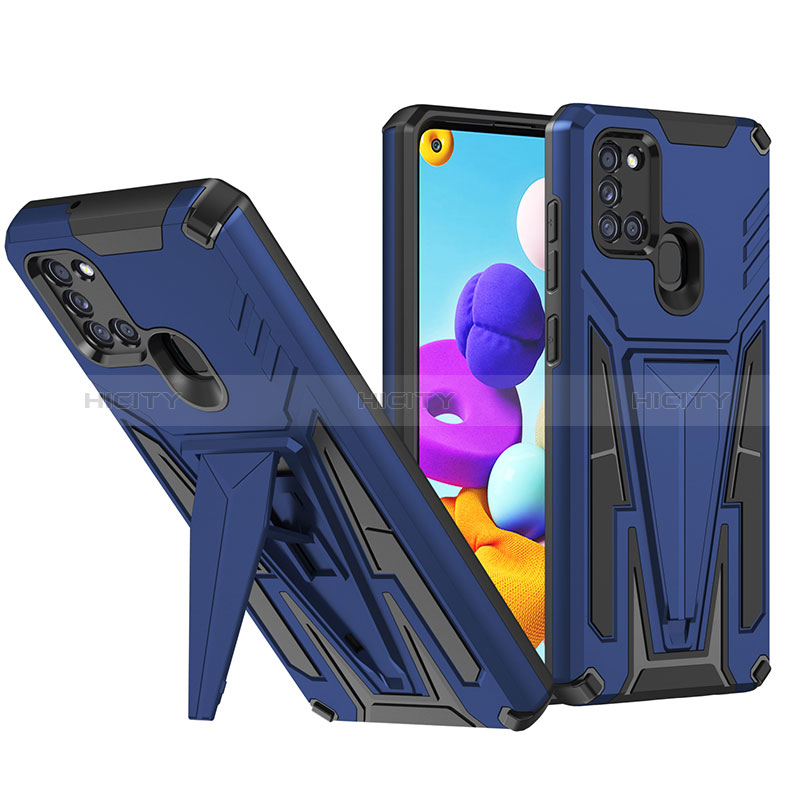 Silikon Hülle Handyhülle und Kunststoff Schutzhülle Hartschalen Tasche mit Ständer MQ1 für Samsung Galaxy A21 groß