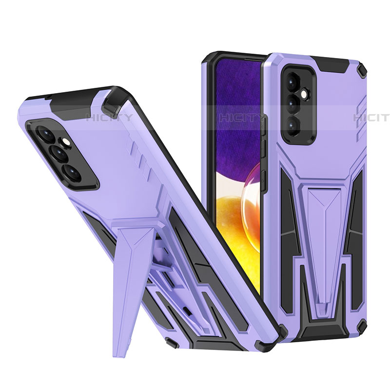 Silikon Hülle Handyhülle und Kunststoff Schutzhülle Hartschalen Tasche mit Ständer MQ1 für Samsung Galaxy A24 4G Violett Plus