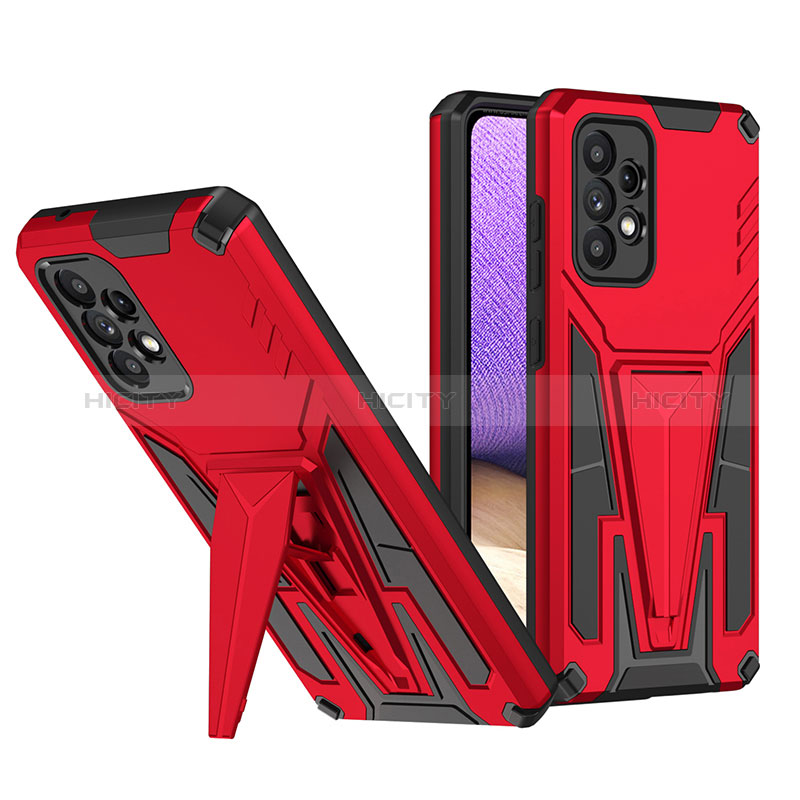 Silikon Hülle Handyhülle und Kunststoff Schutzhülle Hartschalen Tasche mit Ständer MQ1 für Samsung Galaxy A52s 5G Rot Plus