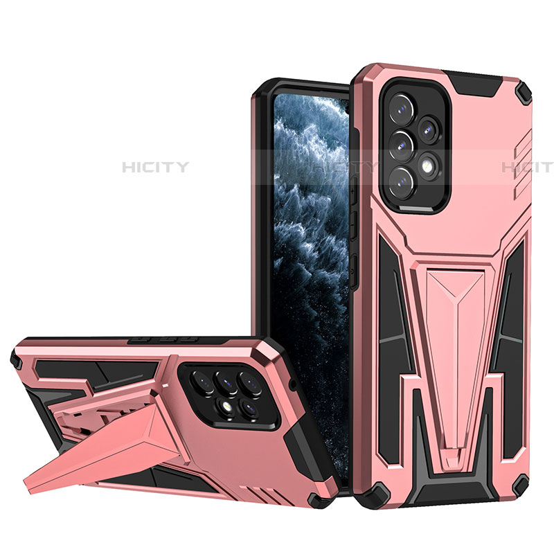 Silikon Hülle Handyhülle und Kunststoff Schutzhülle Hartschalen Tasche mit Ständer MQ1 für Samsung Galaxy A53 5G Rosegold Plus