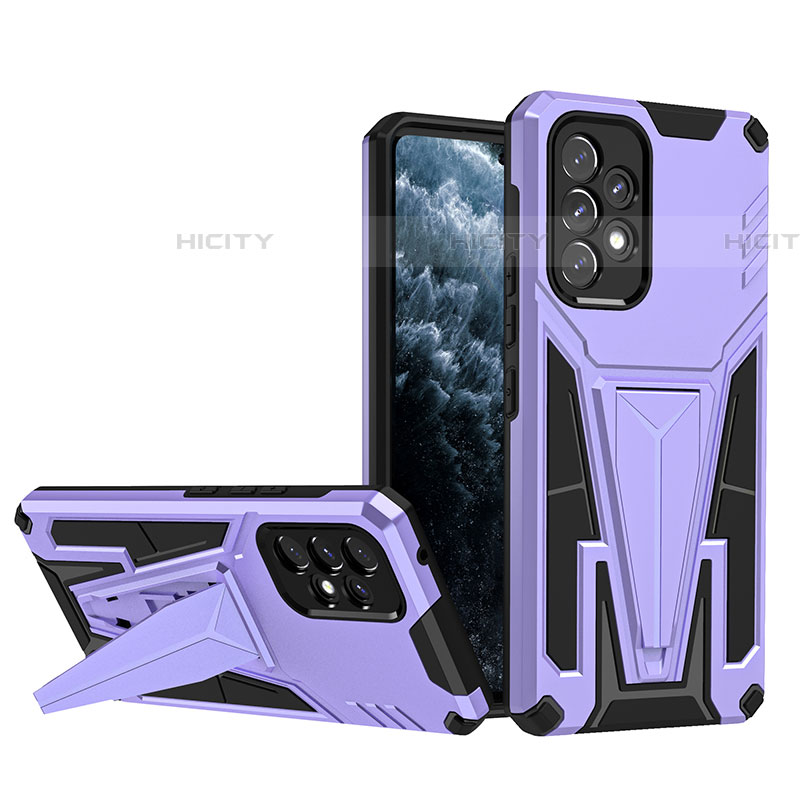 Silikon Hülle Handyhülle und Kunststoff Schutzhülle Hartschalen Tasche mit Ständer MQ1 für Samsung Galaxy A53 5G Violett Plus