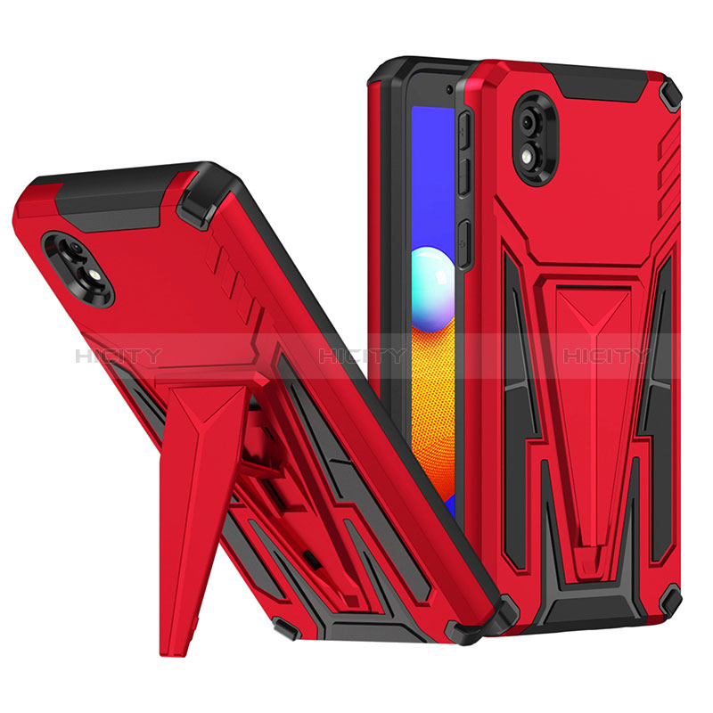 Silikon Hülle Handyhülle und Kunststoff Schutzhülle Hartschalen Tasche mit Ständer MQ1 für Samsung Galaxy M01 Core Rot