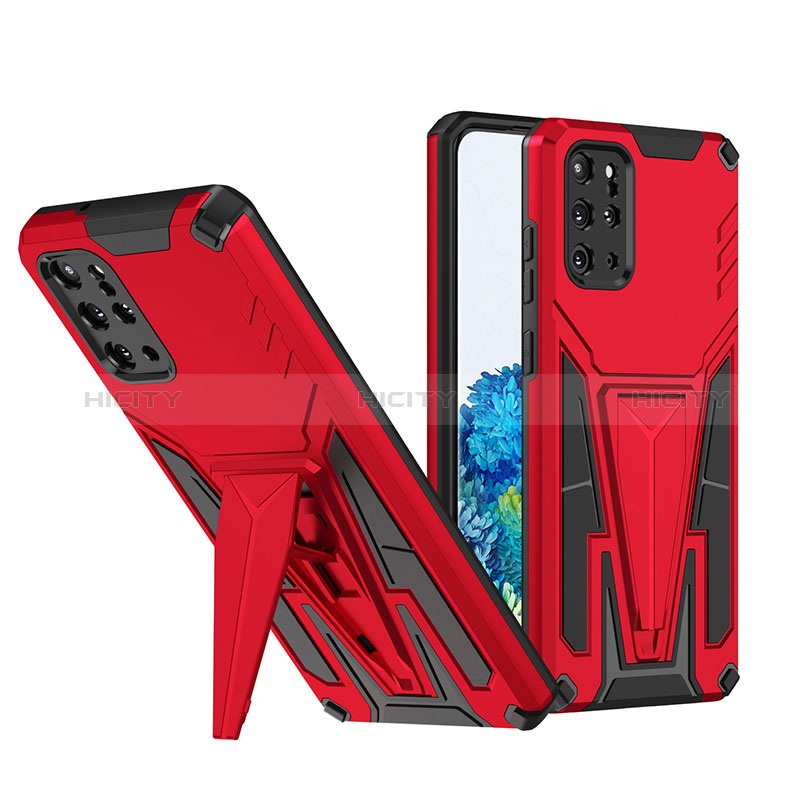 Silikon Hülle Handyhülle und Kunststoff Schutzhülle Hartschalen Tasche mit Ständer MQ1 für Samsung Galaxy S20 Plus Rot Plus