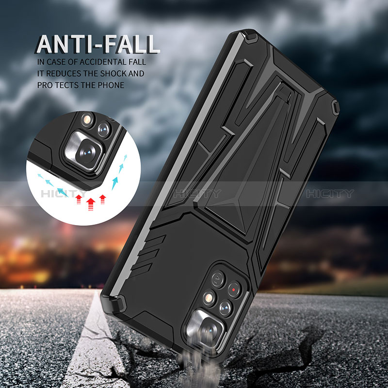 Silikon Hülle Handyhülle und Kunststoff Schutzhülle Hartschalen Tasche mit Ständer MQ1 für Xiaomi Poco M4 Pro 5G
