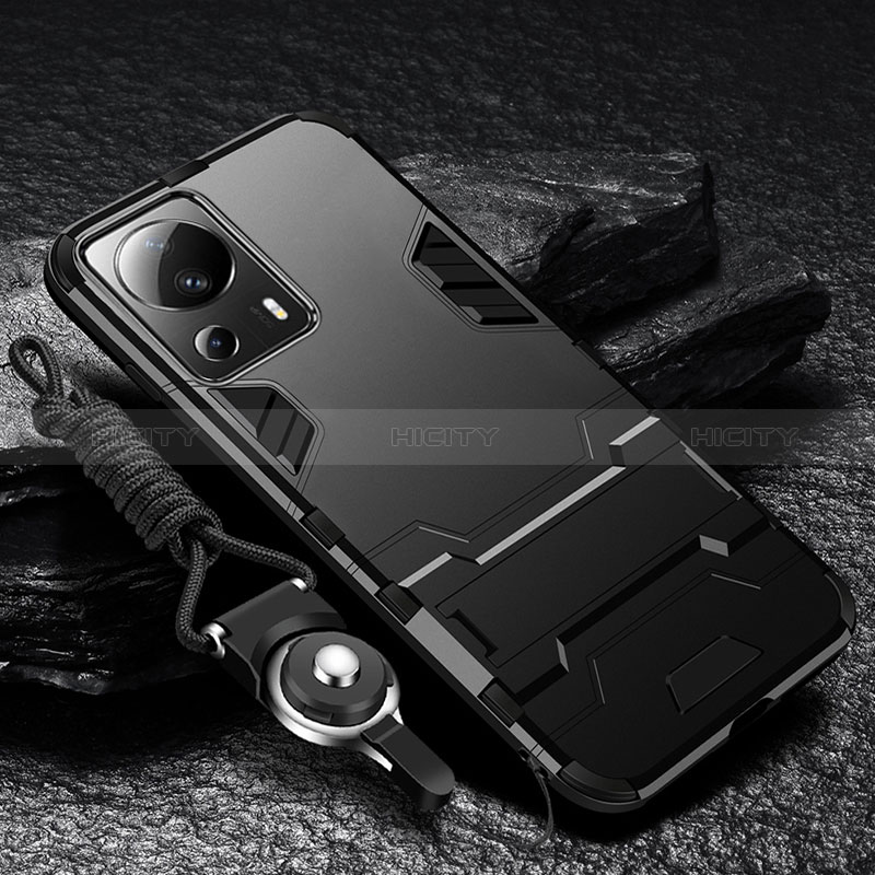 Silikon Hülle Handyhülle und Kunststoff Schutzhülle Hartschalen Tasche mit Ständer R01 für Xiaomi Mi 12 Lite NE 5G