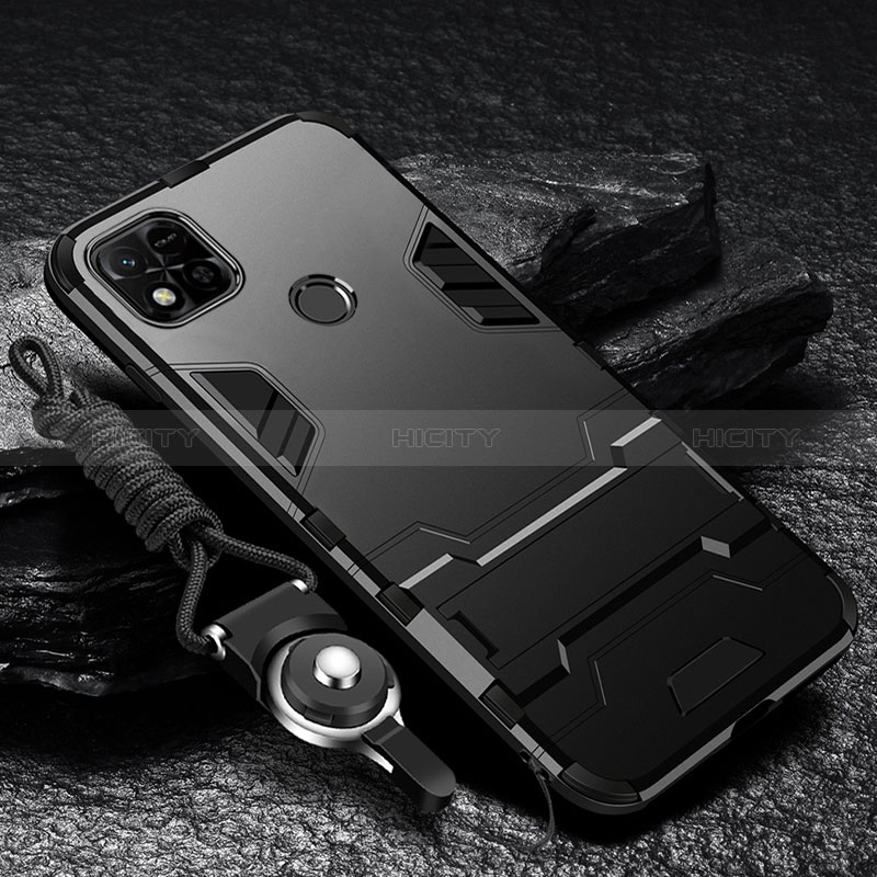 Silikon Hülle Handyhülle und Kunststoff Schutzhülle Hartschalen Tasche mit Ständer R01 für Xiaomi Redmi 9C groß
