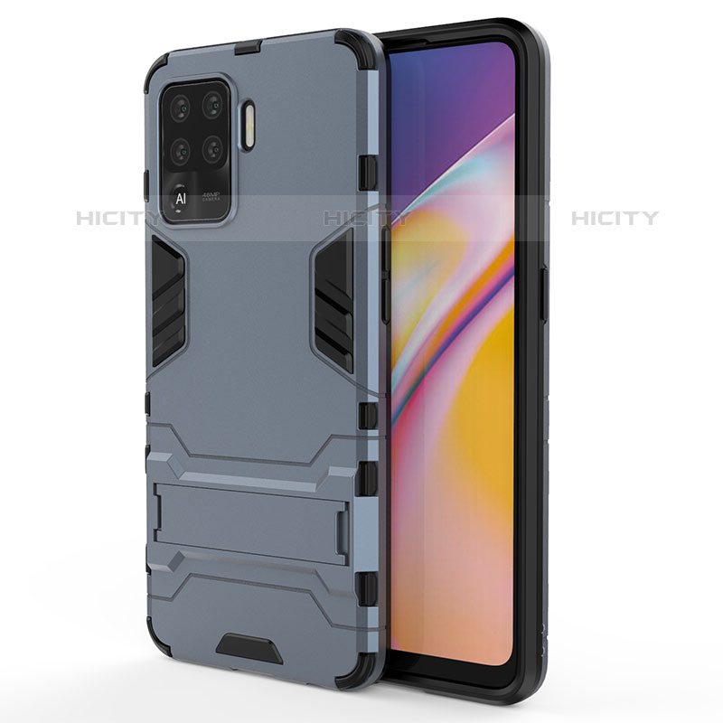 Silikon Hülle Handyhülle und Kunststoff Schutzhülle Hartschalen Tasche mit Ständer T01 für Oppo F19 Pro groß