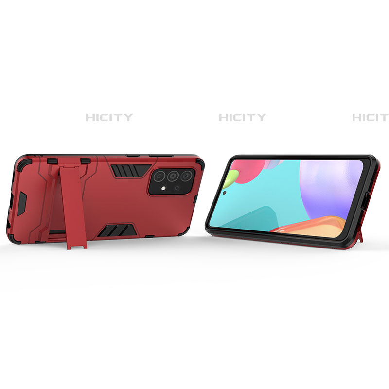 Silikon Hülle Handyhülle und Kunststoff Schutzhülle Hartschalen Tasche mit Ständer T01 für Samsung Galaxy A52 4G groß