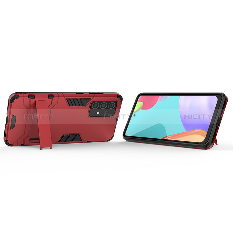 Silikon Hülle Handyhülle und Kunststoff Schutzhülle Hartschalen Tasche mit Ständer T01 für Samsung Galaxy A52s 5G