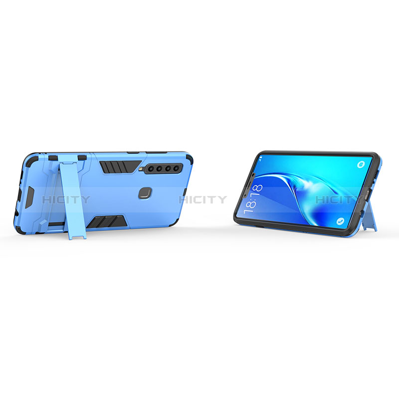 Silikon Hülle Handyhülle und Kunststoff Schutzhülle Hartschalen Tasche mit Ständer T01 für Samsung Galaxy A9 Star Pro groß