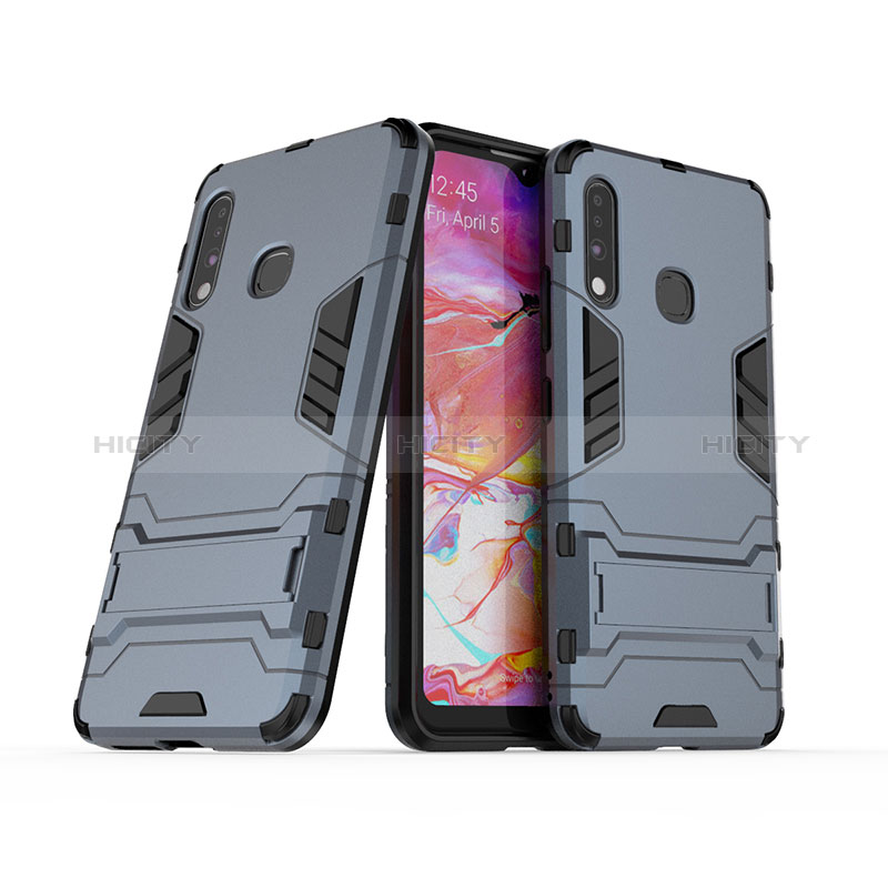 Silikon Hülle Handyhülle und Kunststoff Schutzhülle Hartschalen Tasche mit Ständer T02 für Samsung Galaxy A70E