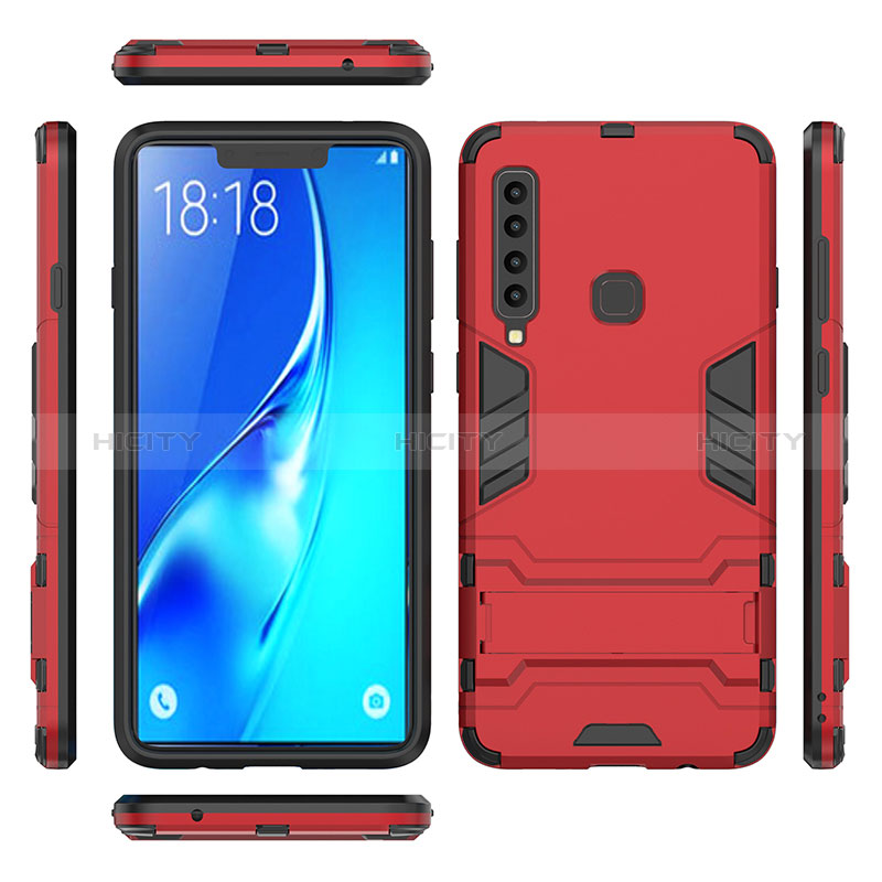 Silikon Hülle Handyhülle und Kunststoff Schutzhülle Hartschalen Tasche mit Ständer T02 für Samsung Galaxy A9 (2018) A920