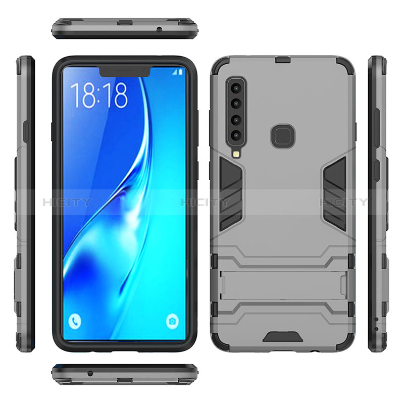 Silikon Hülle Handyhülle und Kunststoff Schutzhülle Hartschalen Tasche mit Ständer T02 für Samsung Galaxy A9 (2018) A920