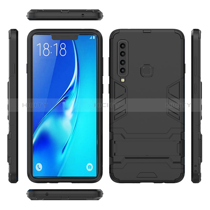 Silikon Hülle Handyhülle und Kunststoff Schutzhülle Hartschalen Tasche mit Ständer T02 für Samsung Galaxy A9 Star Pro