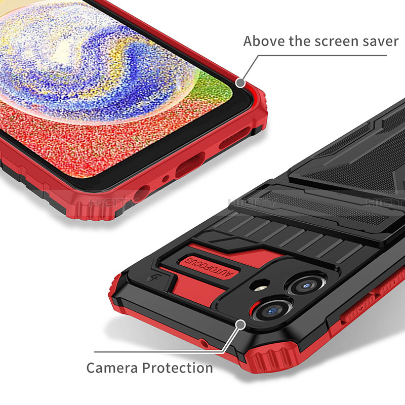 Silikon Hülle Handyhülle und Kunststoff Schutzhülle Hartschalen Tasche mit Ständer YF1 für Samsung Galaxy A04 4G groß