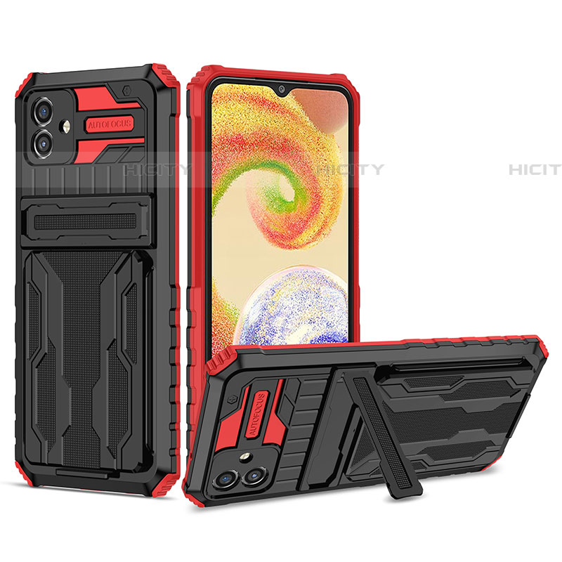 Silikon Hülle Handyhülle und Kunststoff Schutzhülle Hartschalen Tasche mit Ständer YF1 für Samsung Galaxy A04E