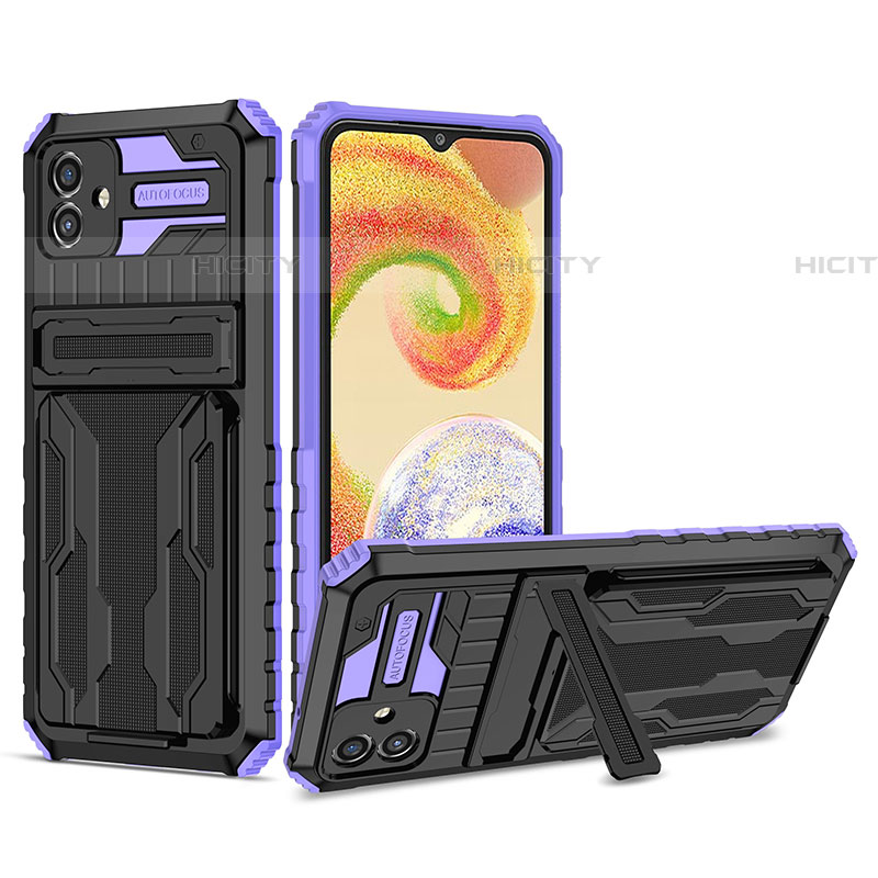 Silikon Hülle Handyhülle und Kunststoff Schutzhülle Hartschalen Tasche mit Ständer YF1 für Samsung Galaxy A04E groß