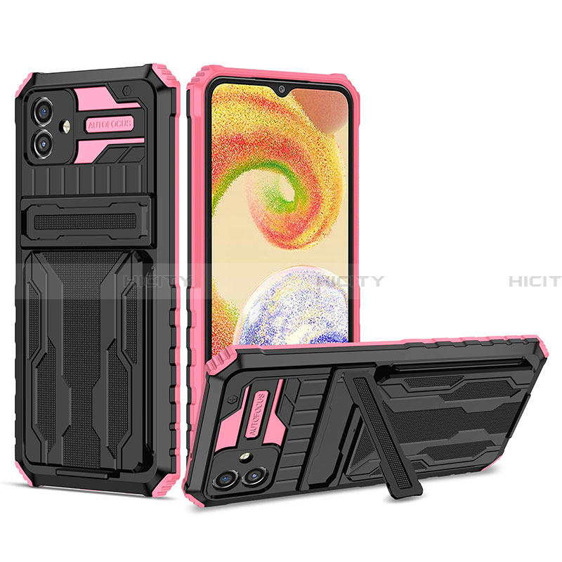 Silikon Hülle Handyhülle und Kunststoff Schutzhülle Hartschalen Tasche mit Ständer YF1 für Samsung Galaxy A05