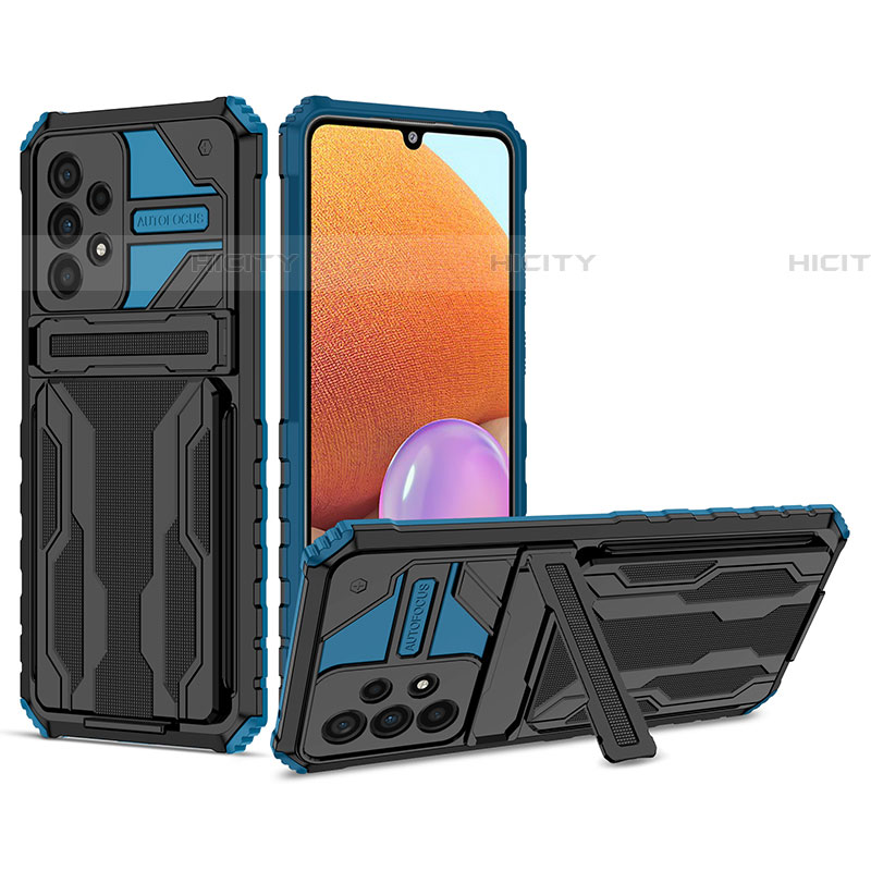 Silikon Hülle Handyhülle und Kunststoff Schutzhülle Hartschalen Tasche mit Ständer YF1 für Samsung Galaxy A33 5G