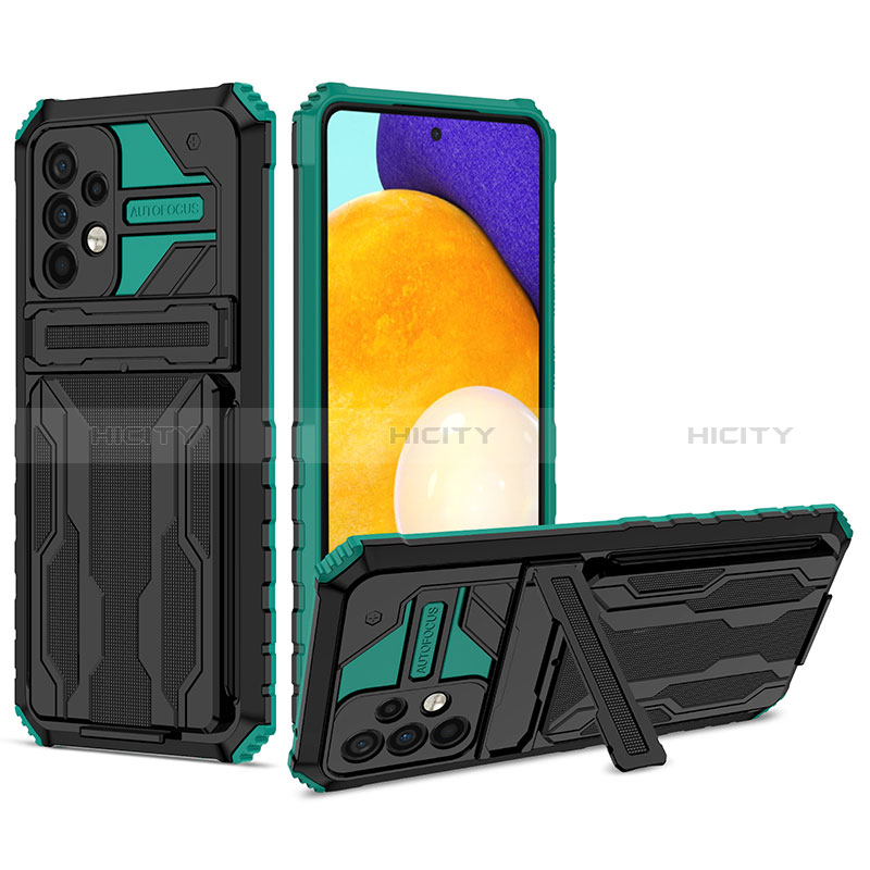 Silikon Hülle Handyhülle und Kunststoff Schutzhülle Hartschalen Tasche mit Ständer YF1 für Samsung Galaxy A52s 5G