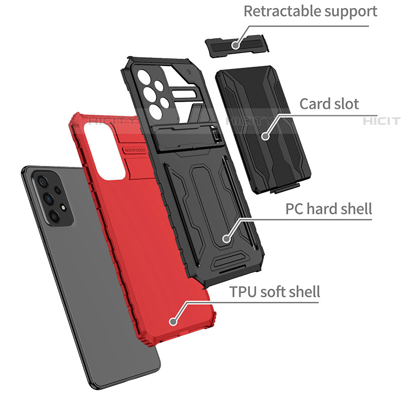 Silikon Hülle Handyhülle und Kunststoff Schutzhülle Hartschalen Tasche mit Ständer YF1 für Samsung Galaxy A73 5G