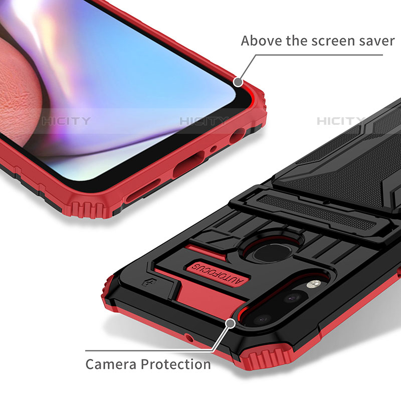 Silikon Hülle Handyhülle und Kunststoff Schutzhülle Hartschalen Tasche mit Ständer YF1 für Samsung Galaxy M01s