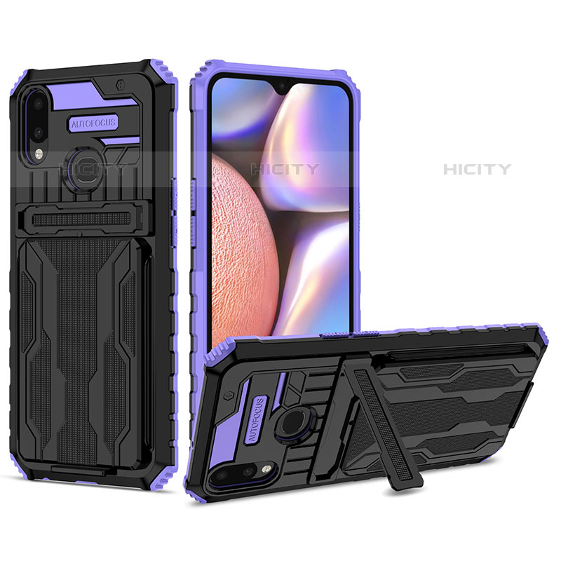 Silikon Hülle Handyhülle und Kunststoff Schutzhülle Hartschalen Tasche mit Ständer YF1 für Samsung Galaxy M01s groß