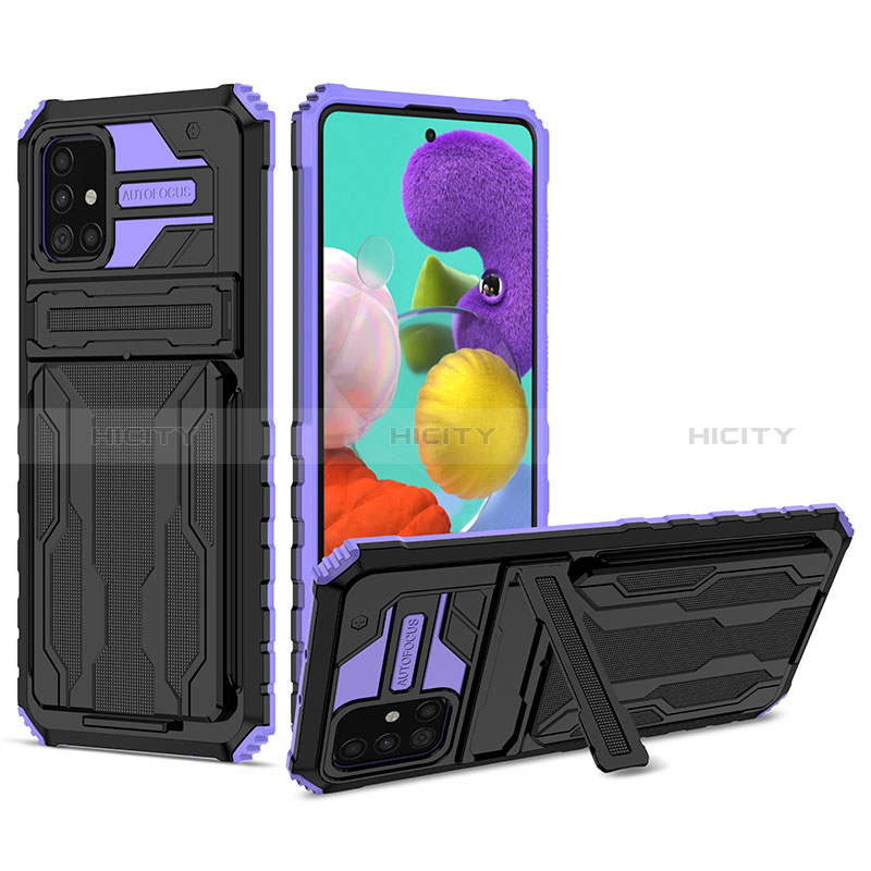 Silikon Hülle Handyhülle und Kunststoff Schutzhülle Hartschalen Tasche mit Ständer YF1 für Samsung Galaxy M40S groß